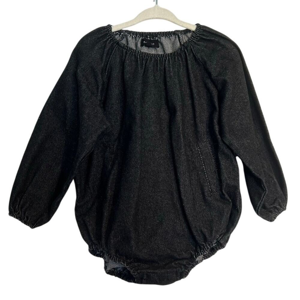 Bamboo Long Sleeve Black Denim Bubble Romper – Toddler Girl Size 2